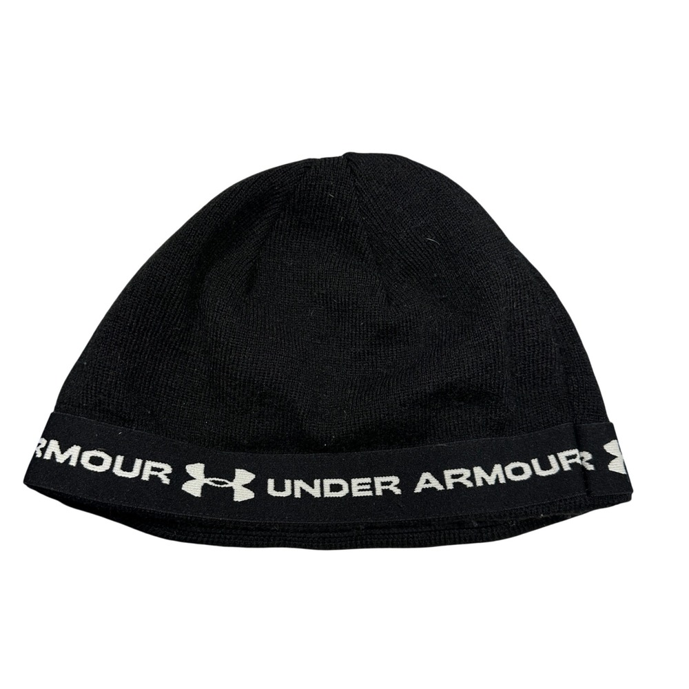 Under Armour Black Knit Runners Beanie Skull Cap Logo Size L - Picture 1 of 5